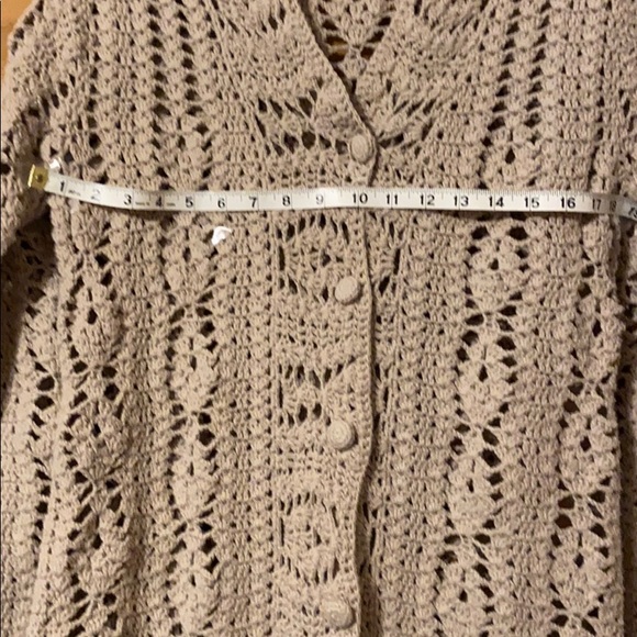 JJill Long Crocheted Cardigan with Covered Buttons - Picture 5 of 7